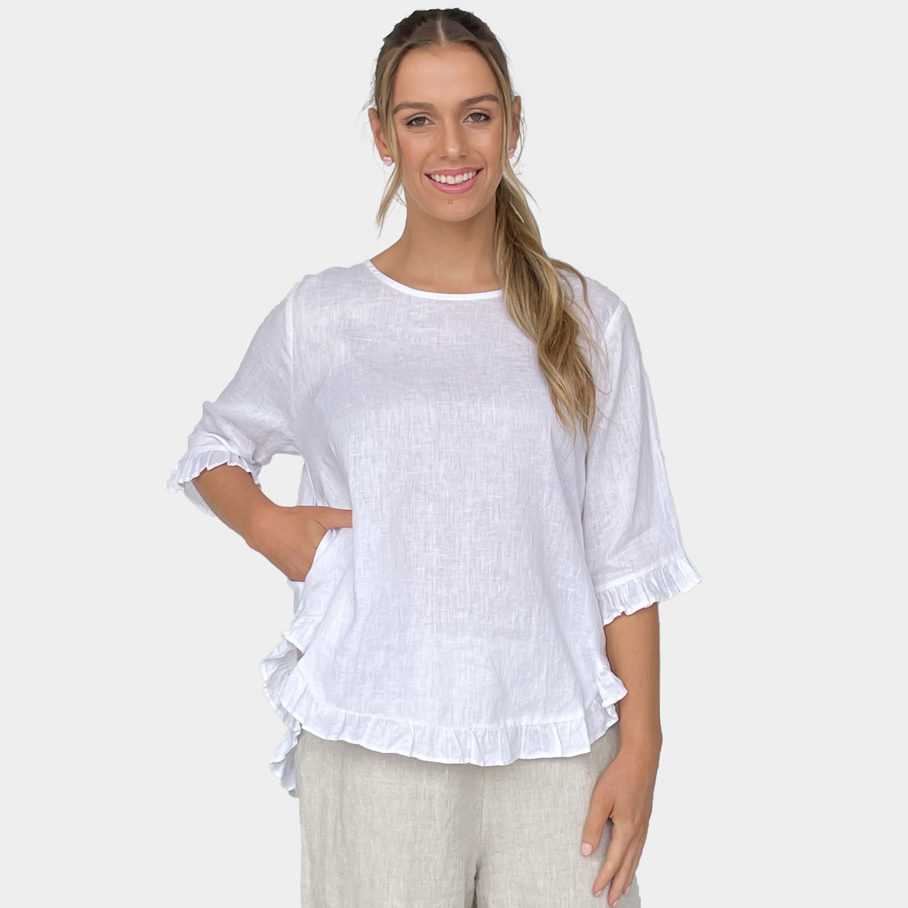 Stacey White Linen Top 🐰
