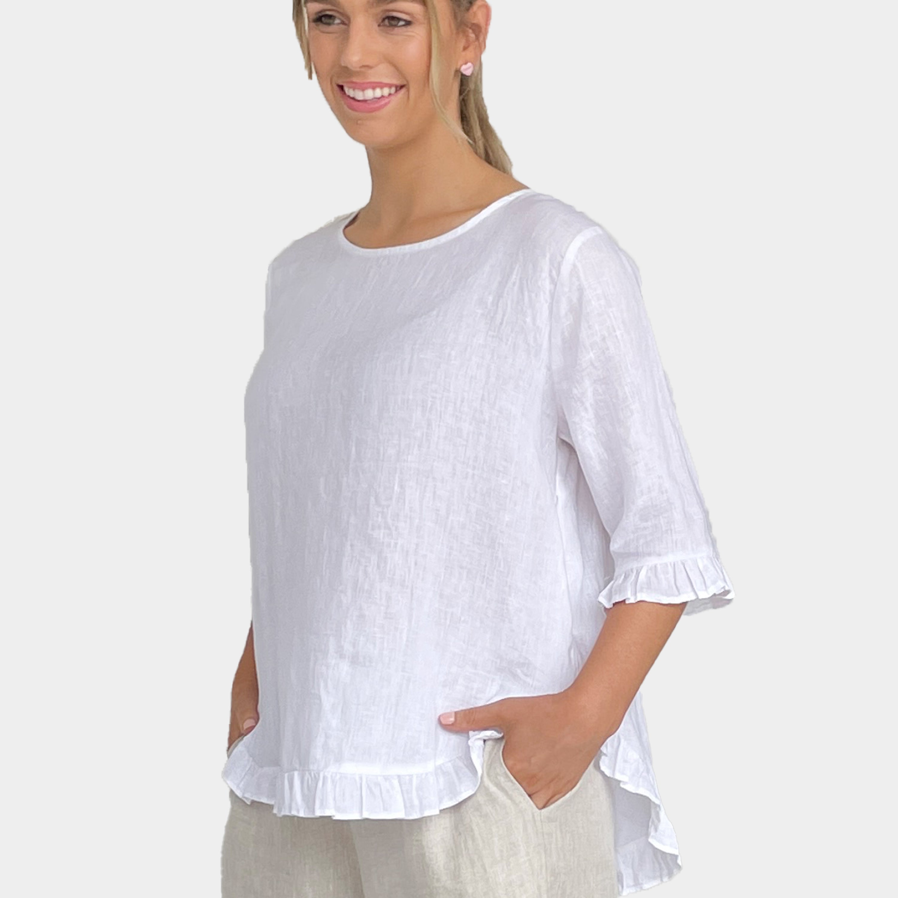 Stacey White Linen Top 🐰