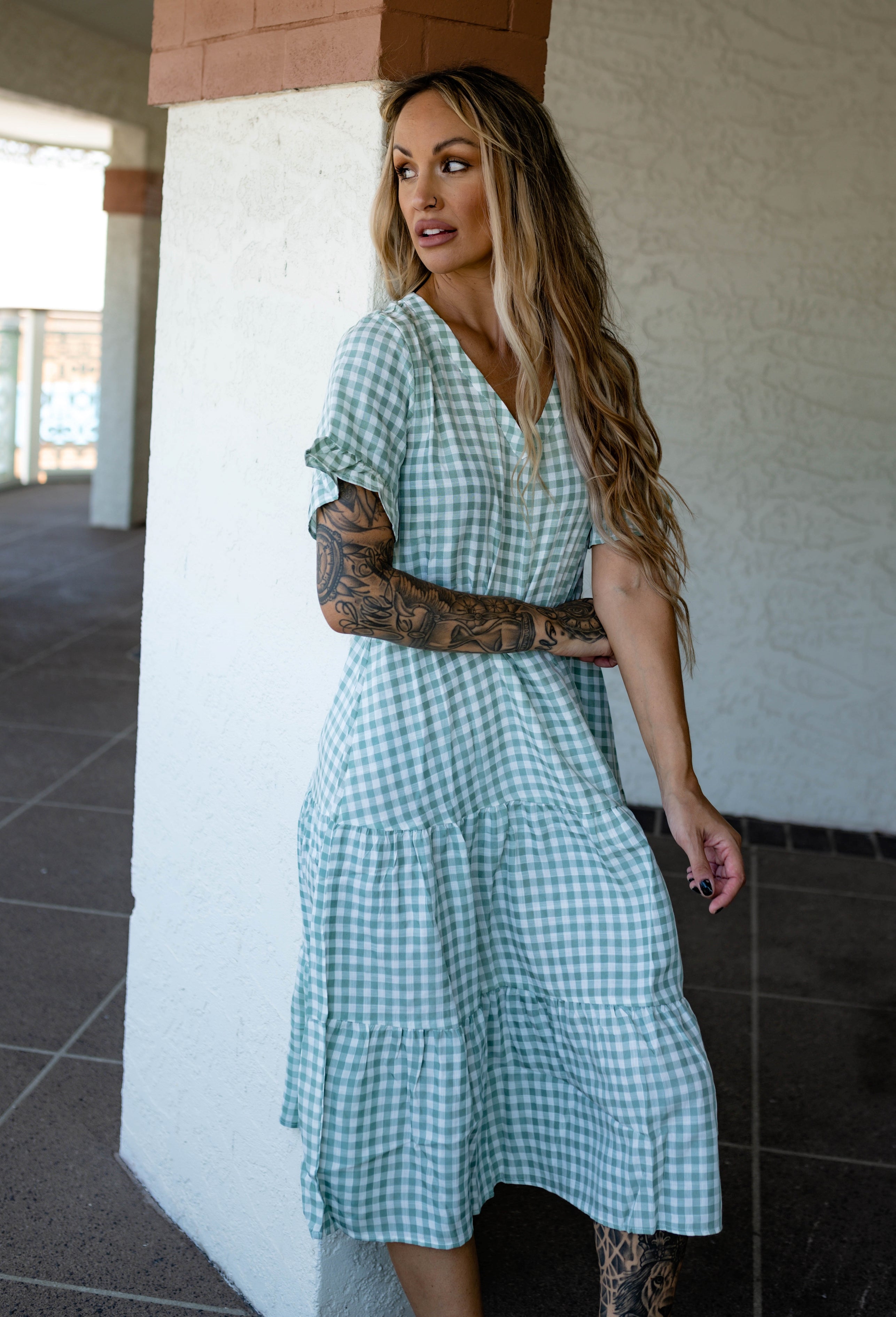 River Dreams Dress MDK22025 - GREEN