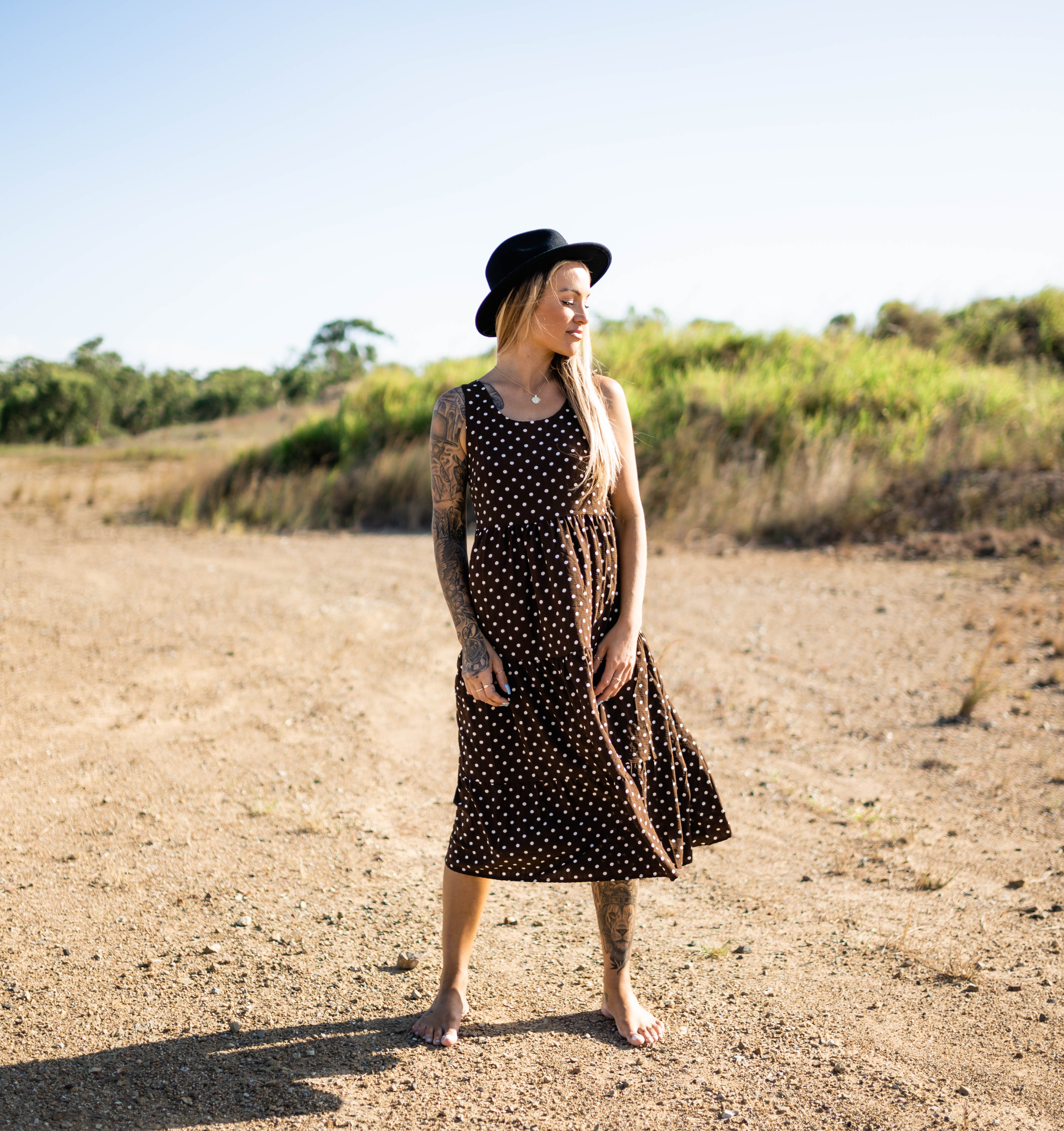 MOLLY POLKA DOT TIERED MIDI DRESS - CHOCOLATE 🐰