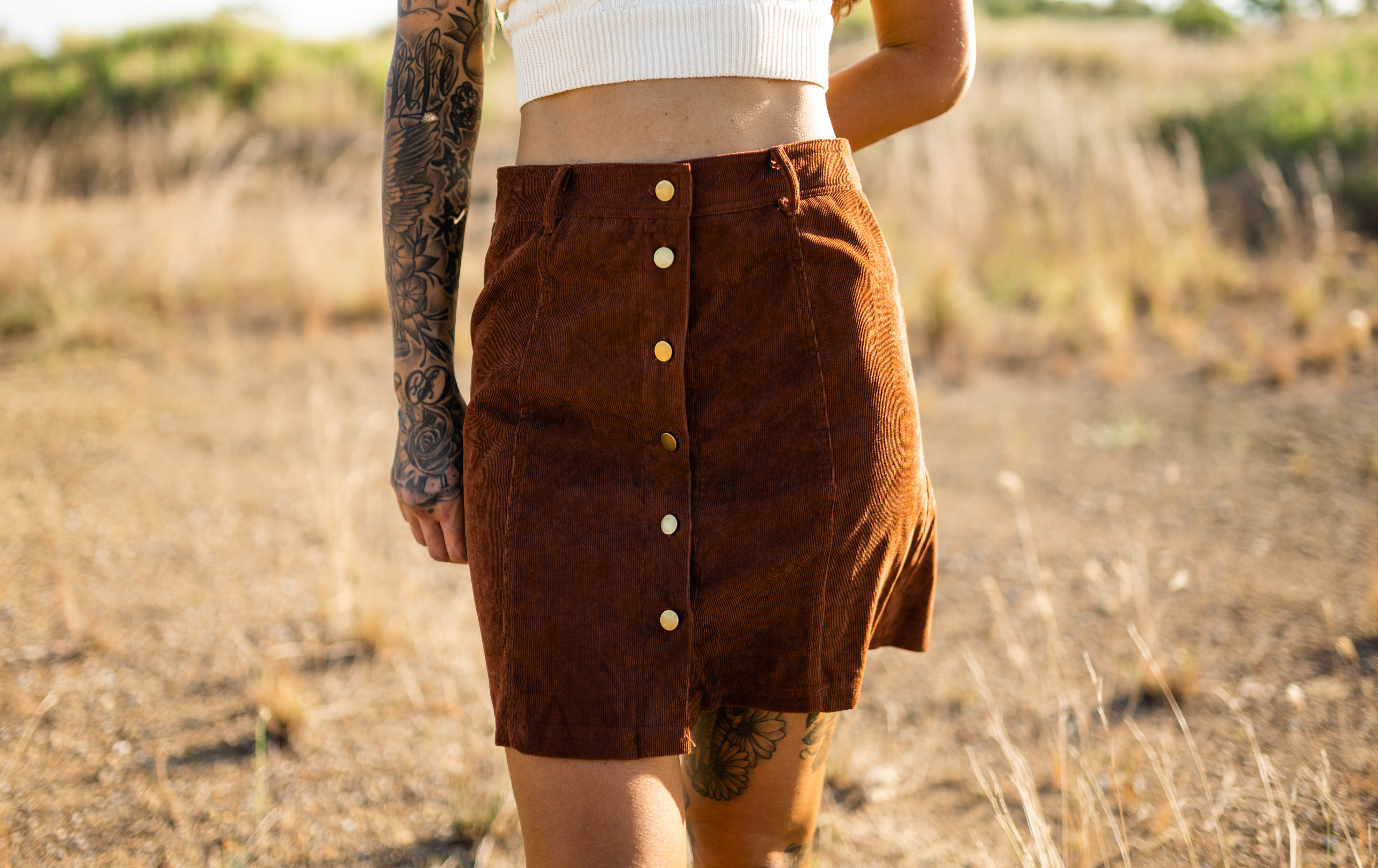 Florance Corduroy Skirt - BROWN